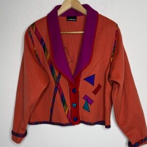 Lynn Murray vintage Colorful Geometric Patterned Jacket size Large